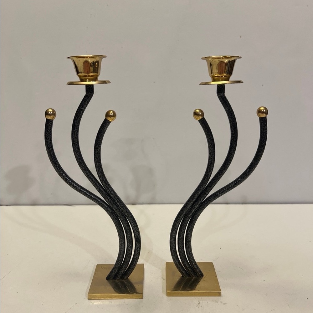 Brass Vintage 24 KT. Gold Plated Karshi Original Hand made candle Holde